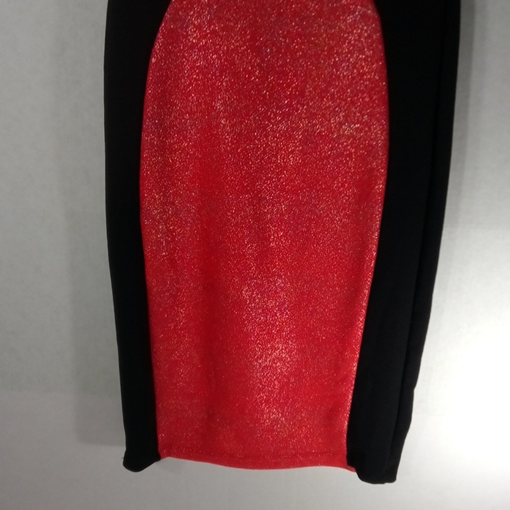Womens Coral and Black Midi Dress - Picture 3 of 7